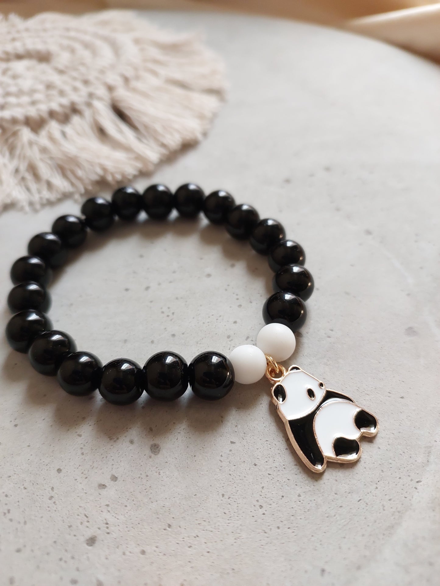 Adjustable Couple Glass Beads Bracelet With panda Charm