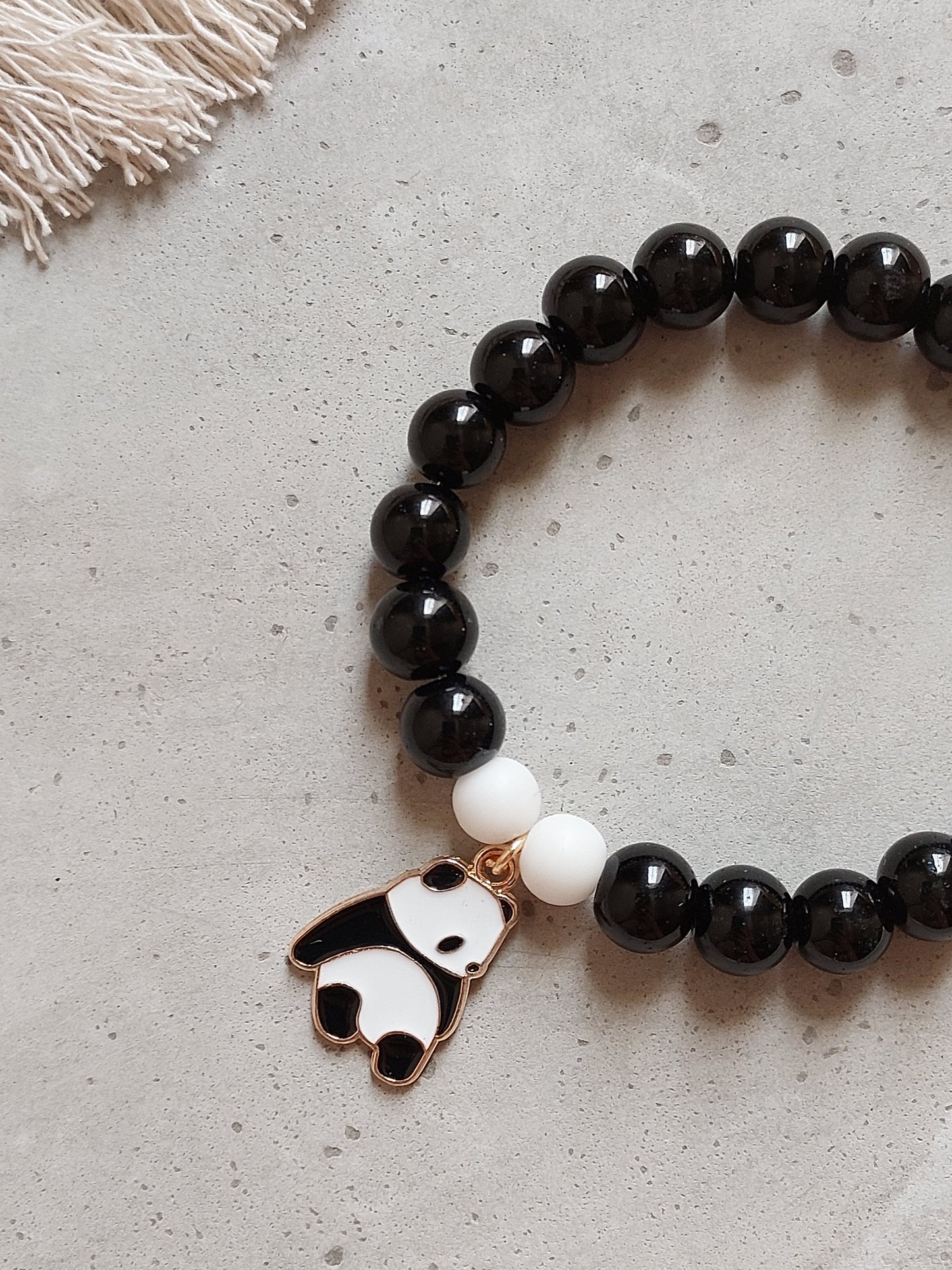 Adjustable Couple Glass Beads Bracelet With panda Charm