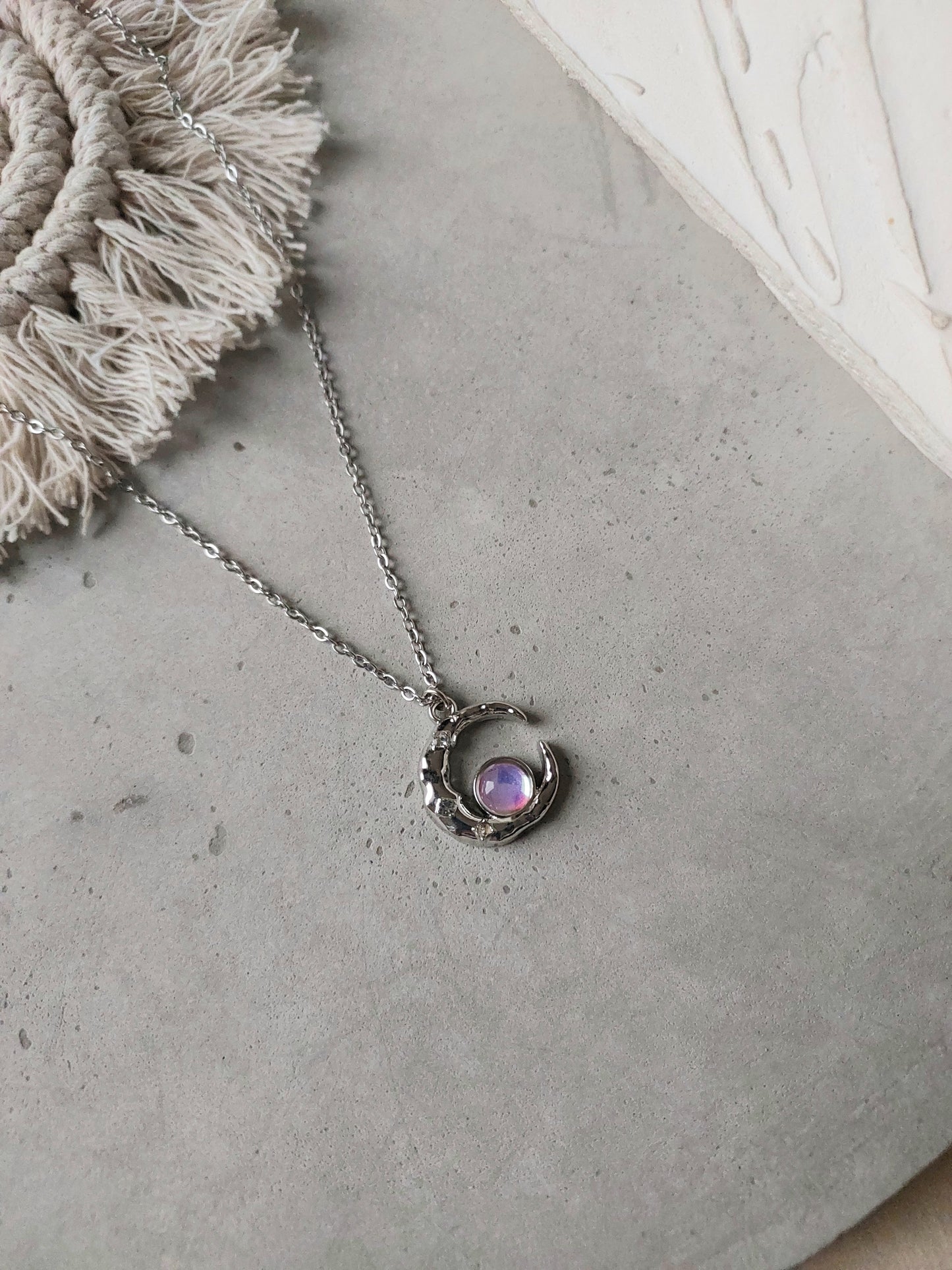 Minimal Silver Moon stone Necklace| Perfect for Daily wear