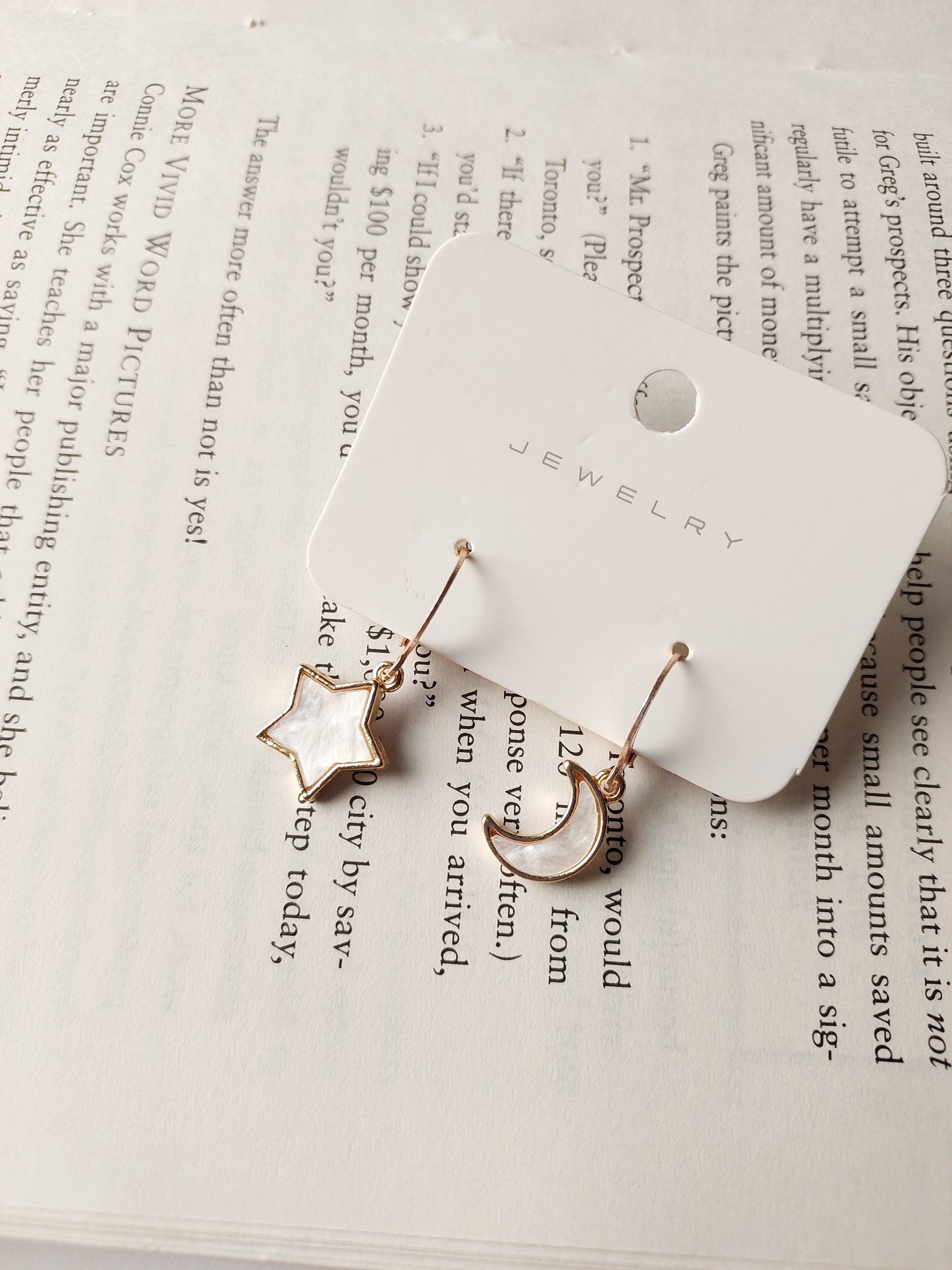 Korean Style Gold Plated Star Moon Earrings