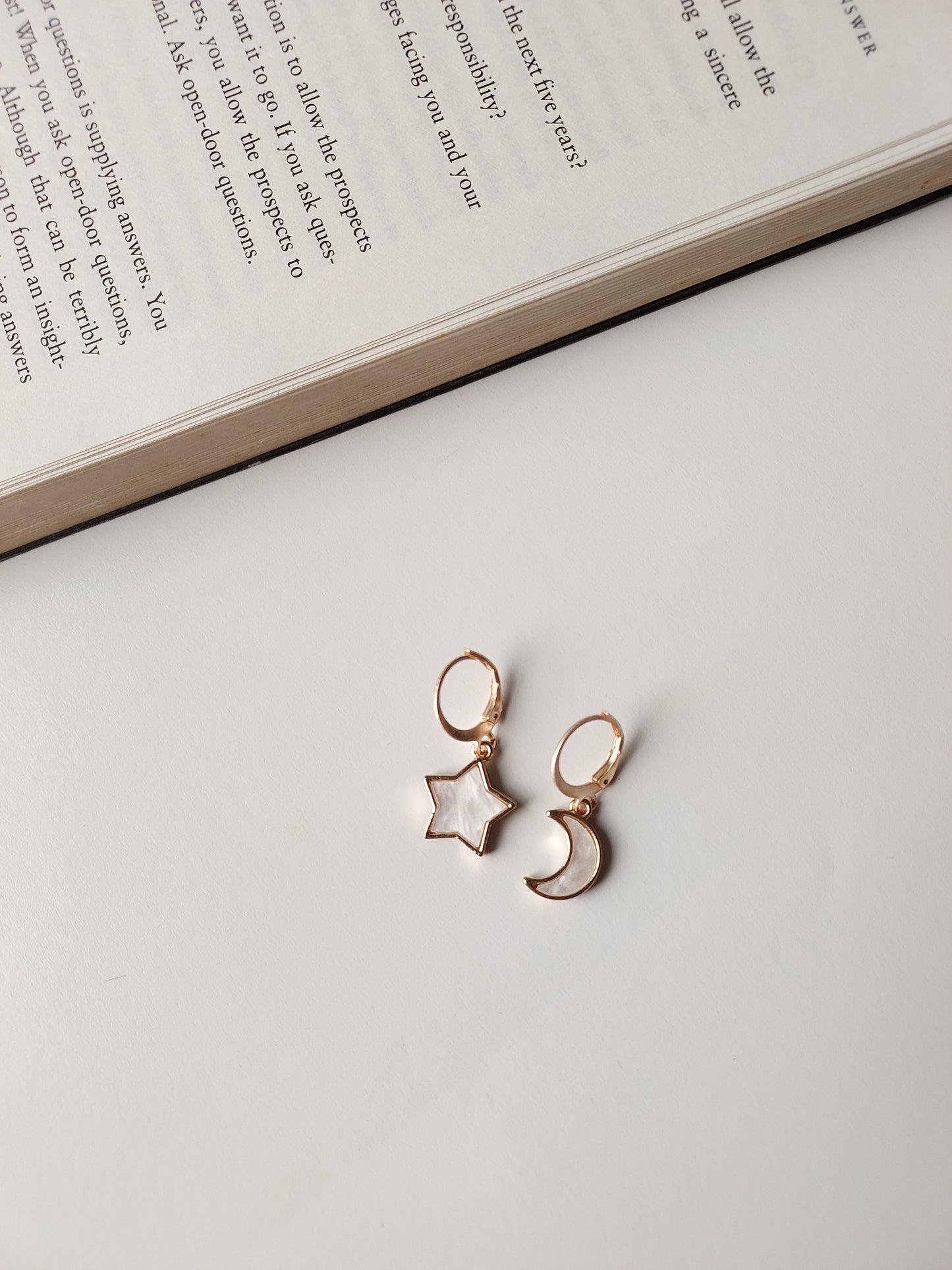 Korean Style Gold Plated Star Moon Earrings