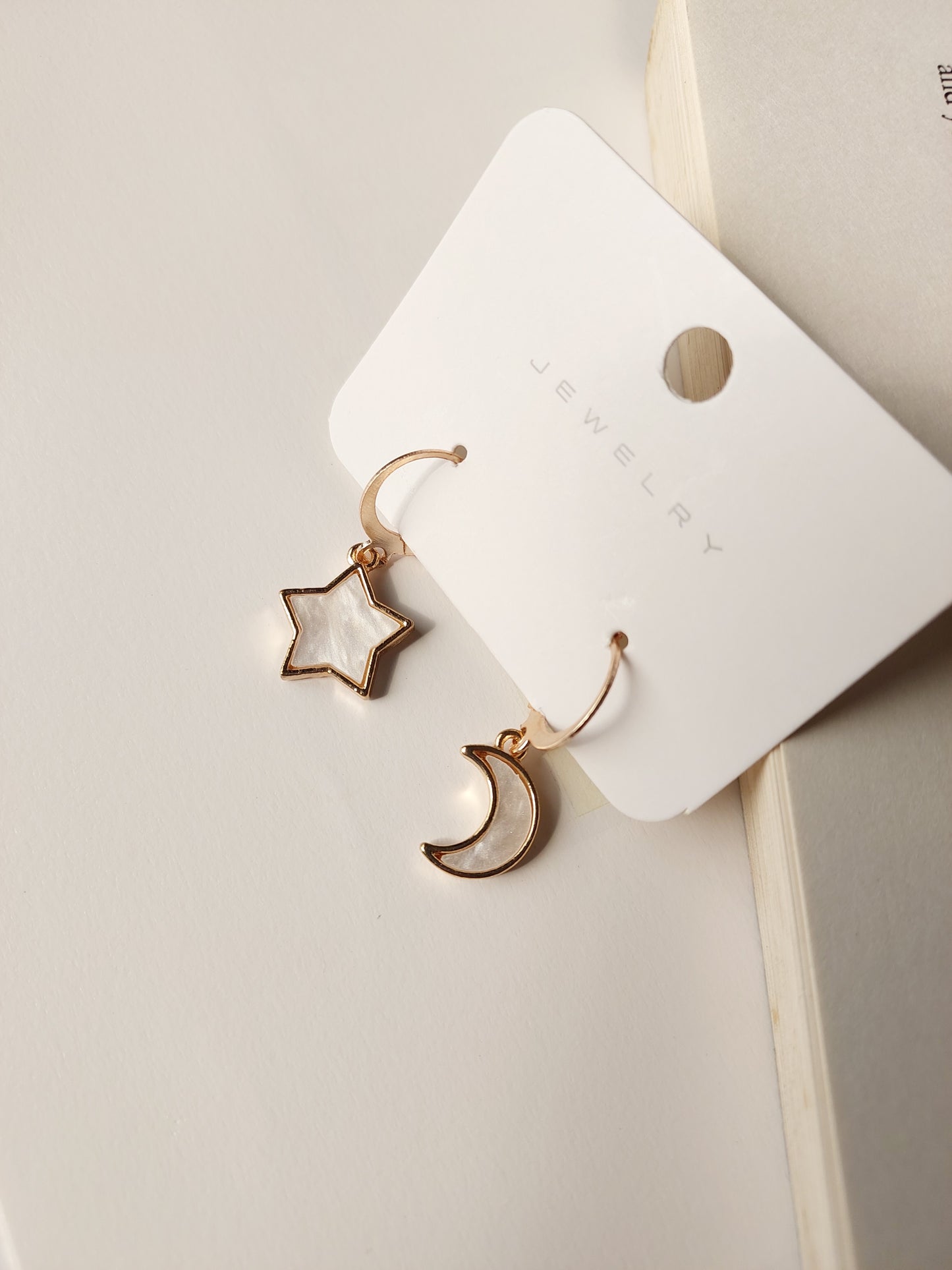 Korean Style Gold Plated Star Moon Earrings