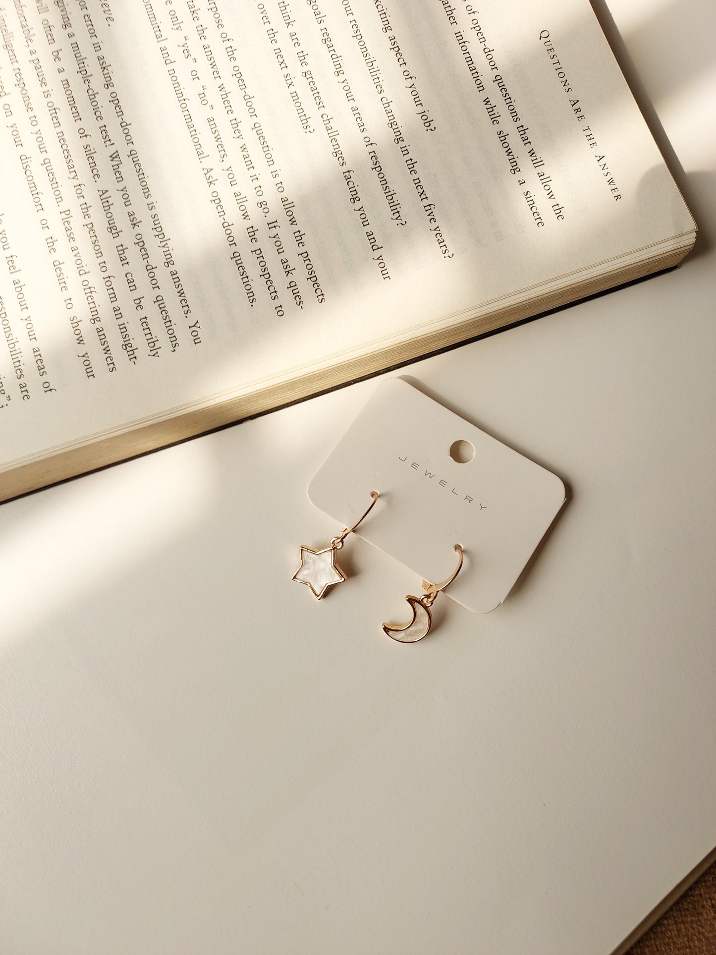 Korean Style Gold Plated Star Moon Earrings