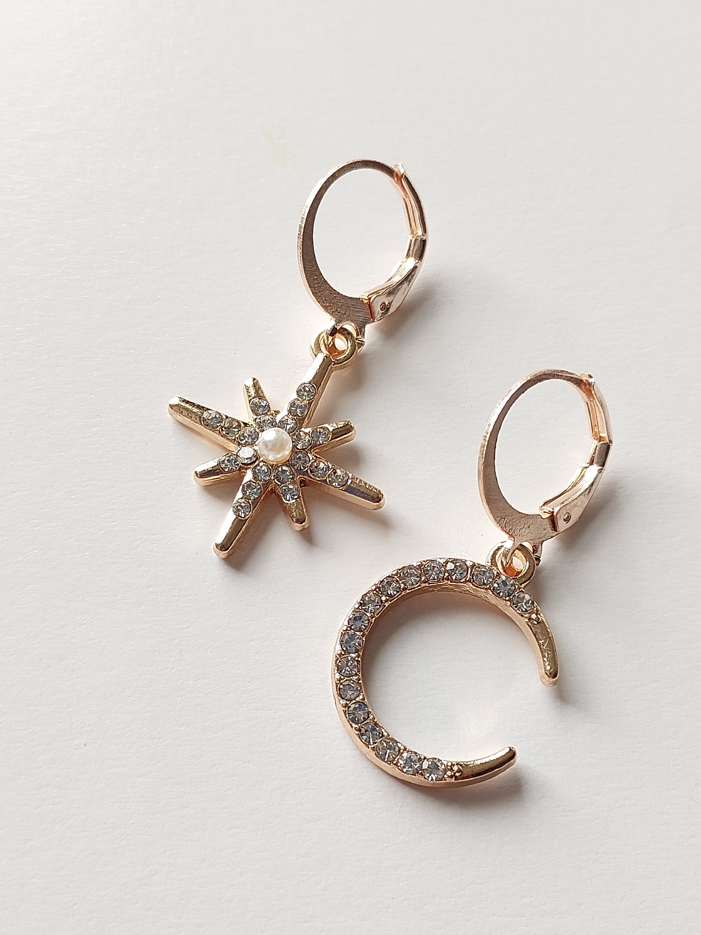 Korean Style Gold Plated Star Moon Earrings