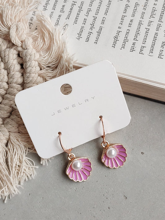 Korean gold Plated Purple Sea Shell Earrings