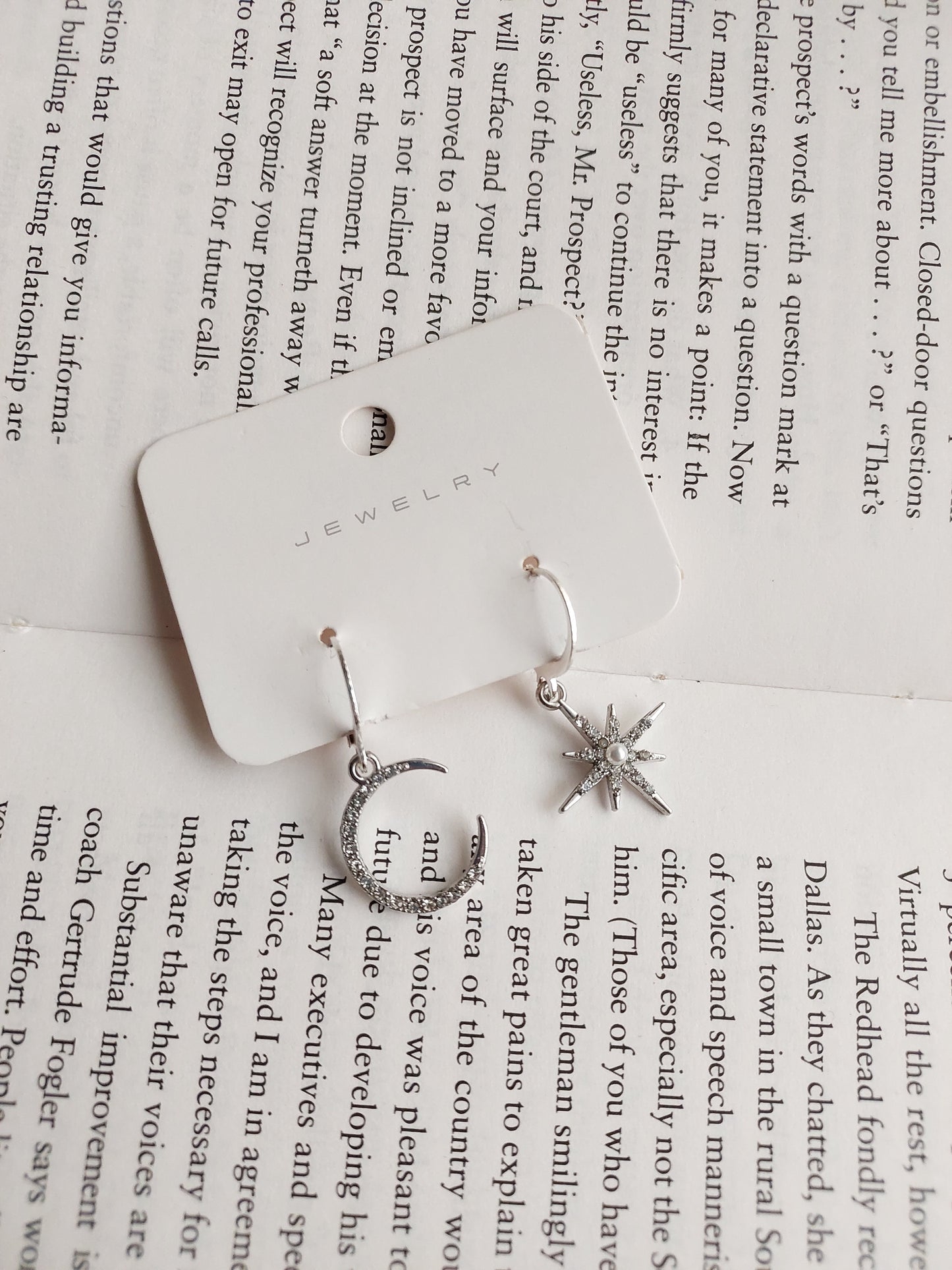 Korean Style Silver Plated Star Moon Earrings