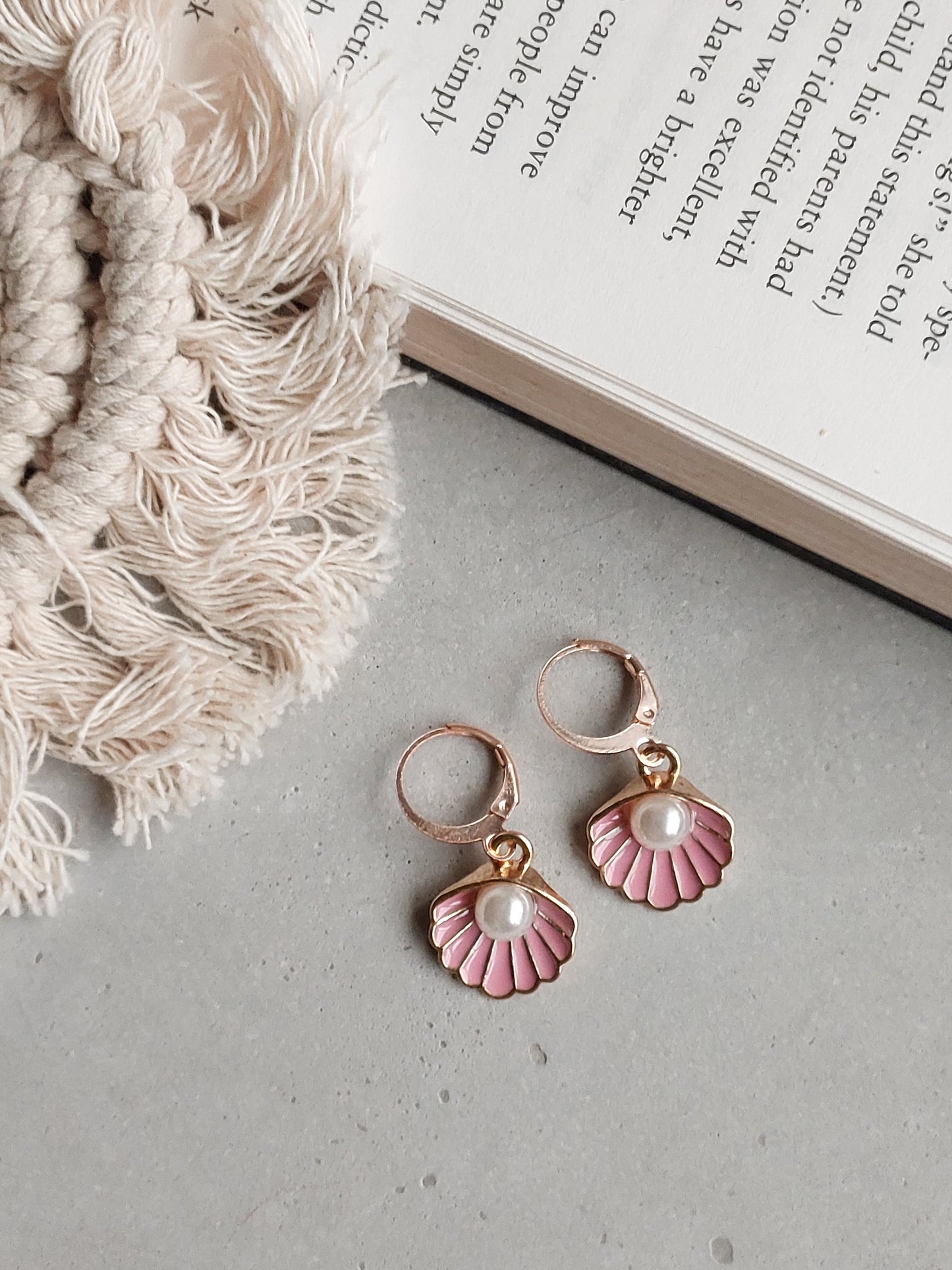 Korean gold Plated Pink Sea Shell Earrings