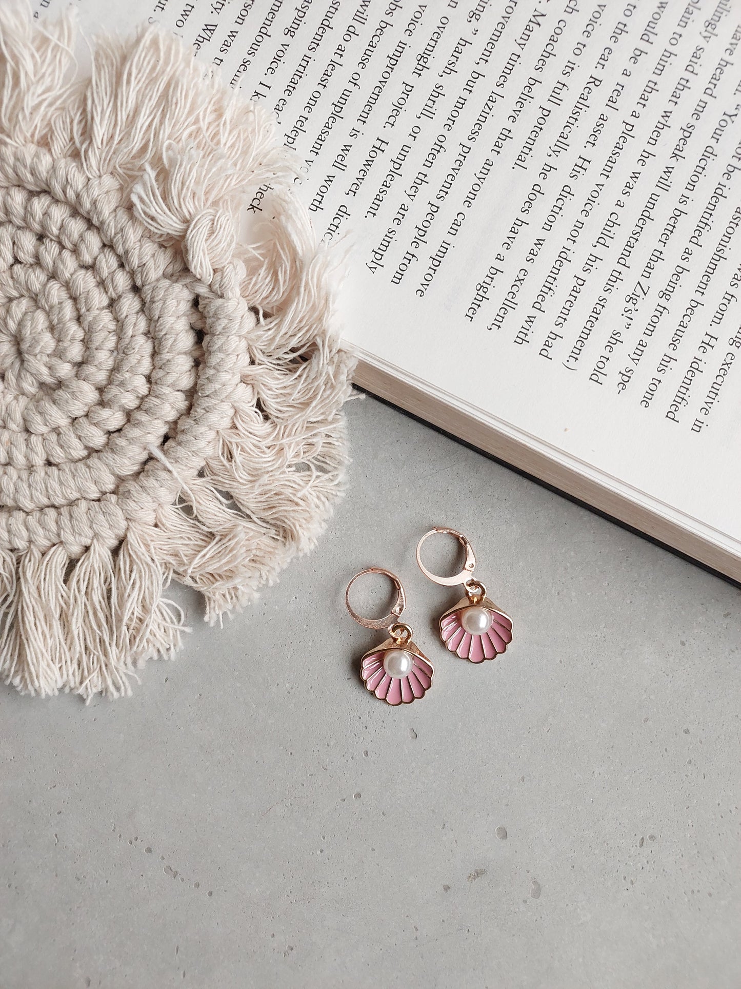 Korean gold Plated Pink Sea Shell Earrings