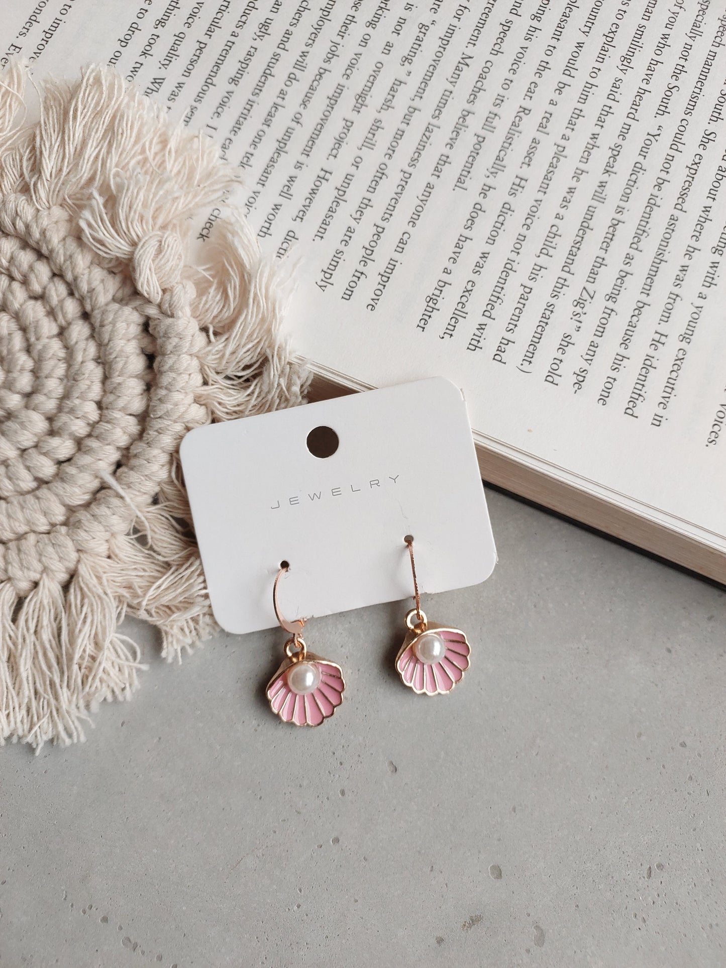 Korean gold Plated Pink Sea Shell Earrings