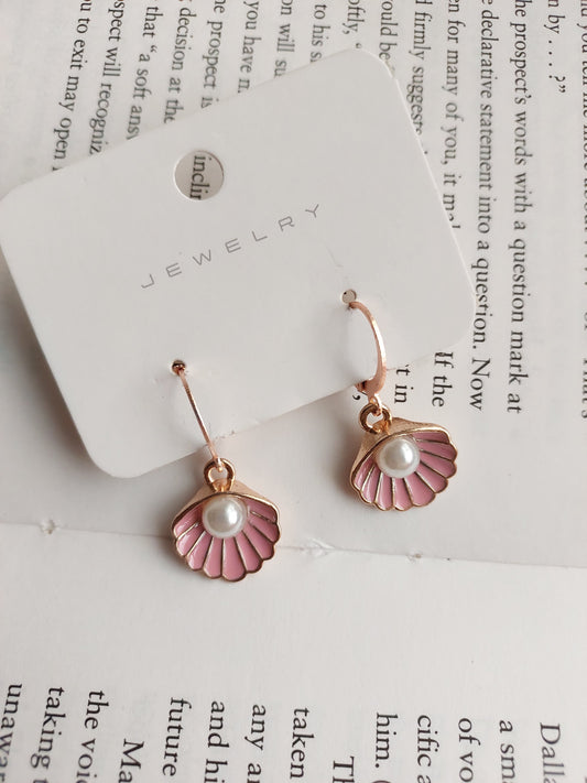 Korean gold Plated Pink Sea Shell Earrings