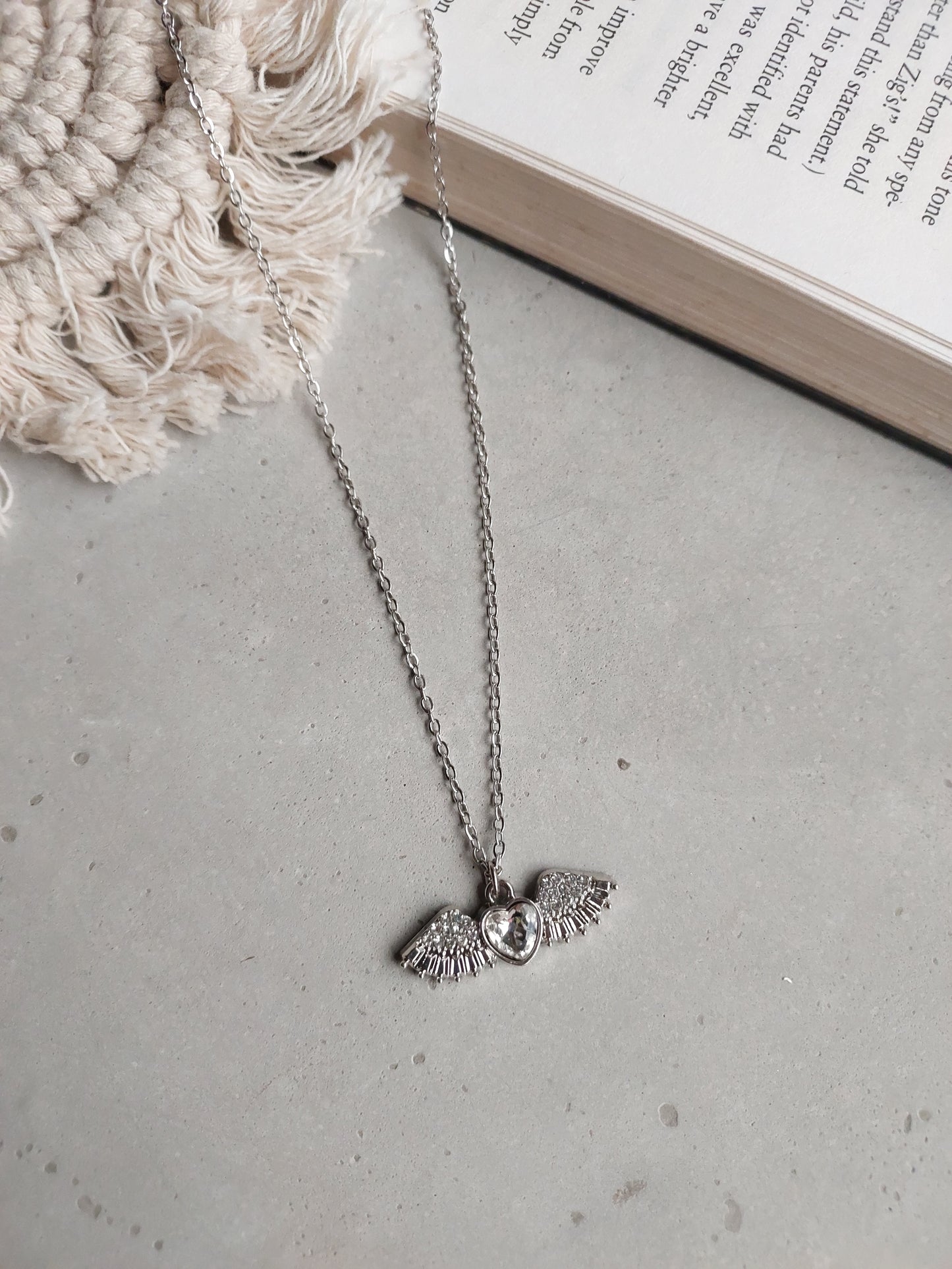 Minimal Silver Heart Wings Necklace| Perfect for Daily wear