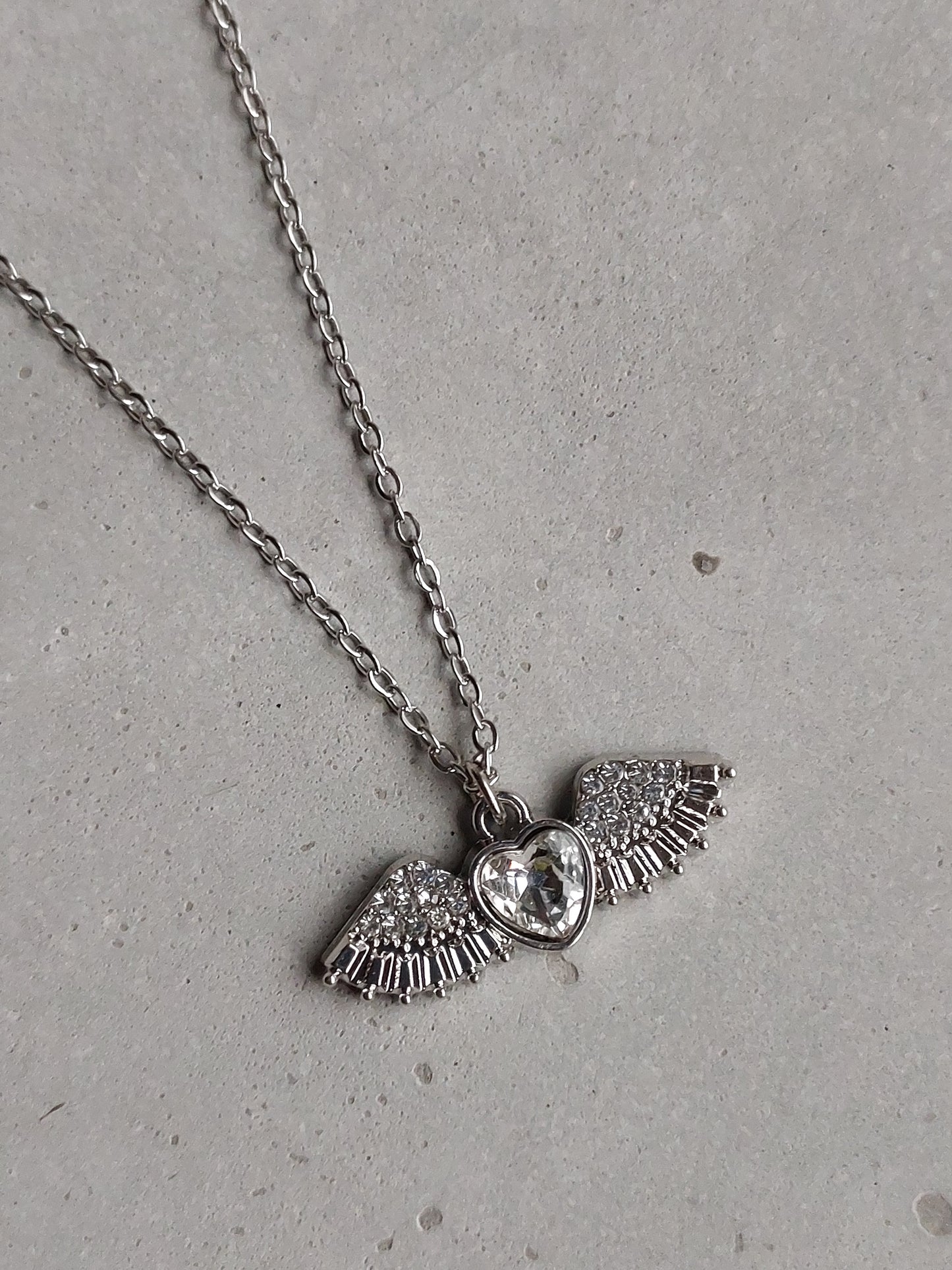 Minimal Silver Heart Wings Necklace| Perfect for Daily wear