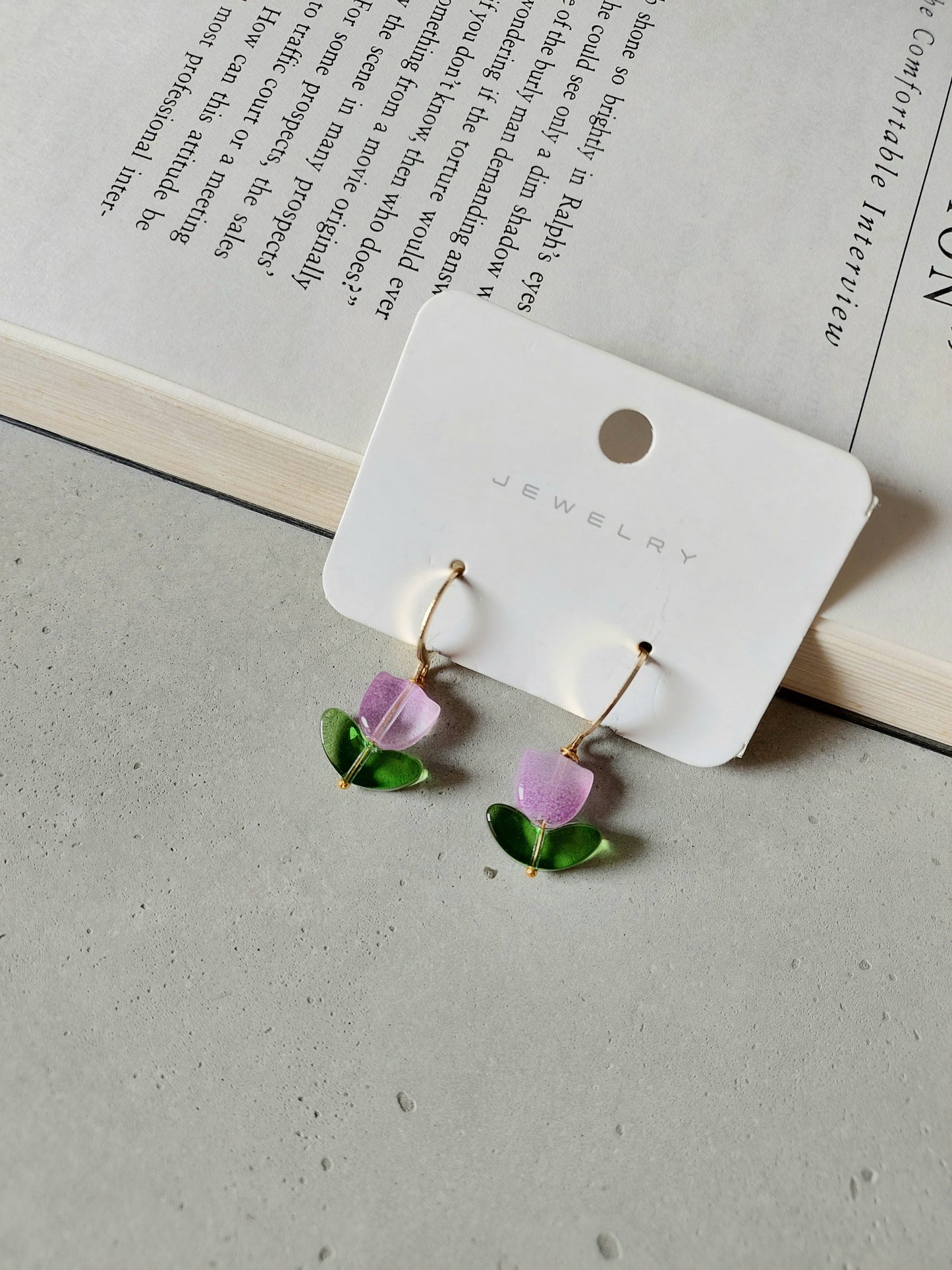 Korean gold Plated Purple Tulip  Earrings