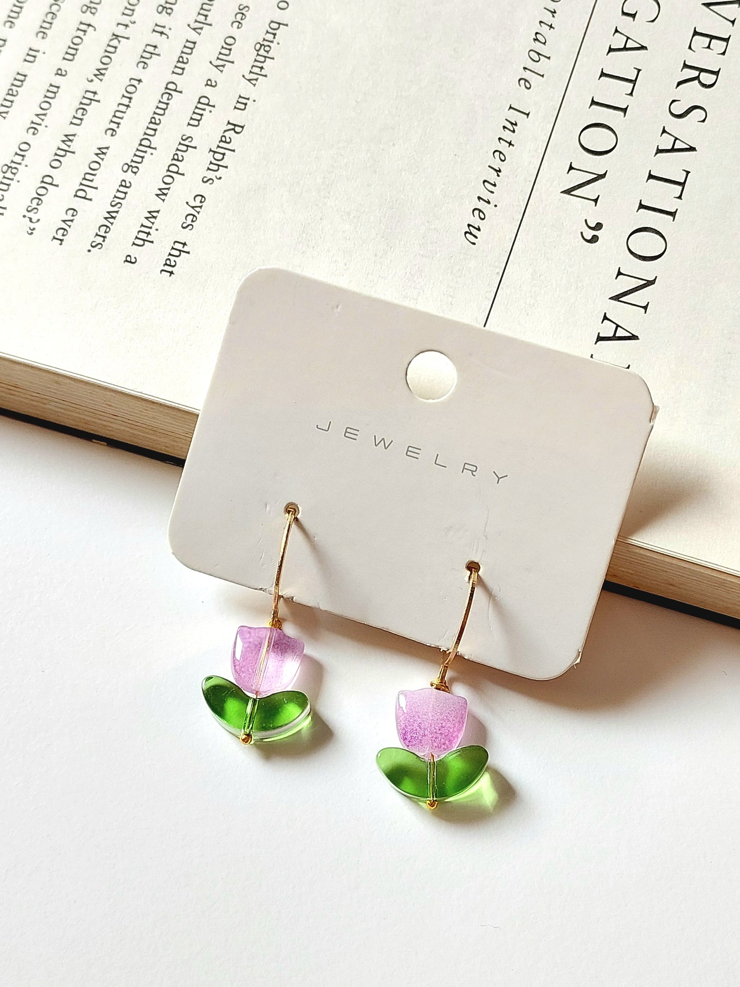 Korean gold Plated Purple Tulip  Earrings