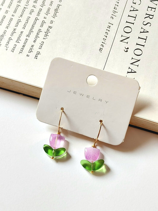 Korean gold Plated Purple Tulip  Earrings