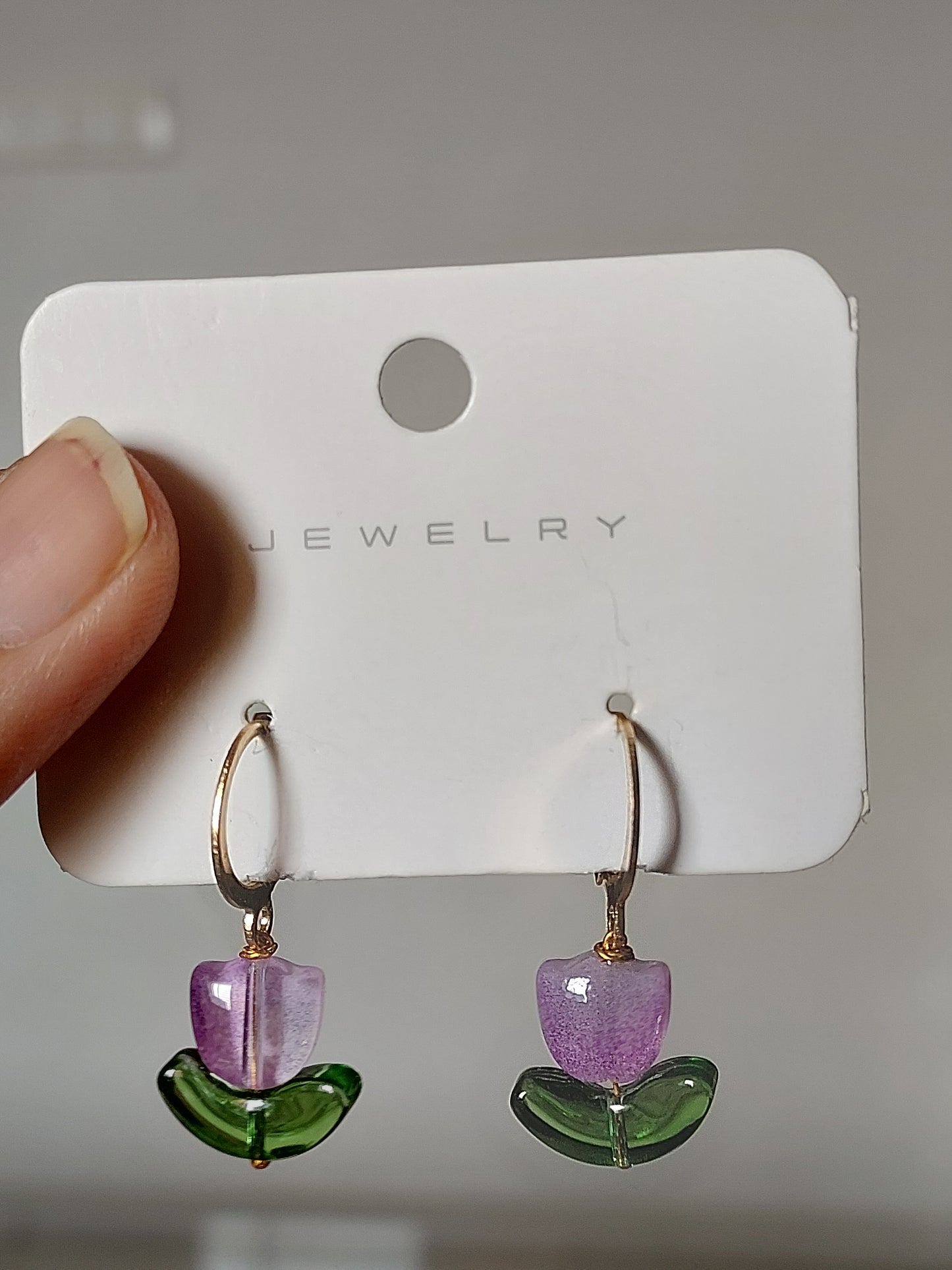 Korean gold Plated Purple Tulip  Earrings