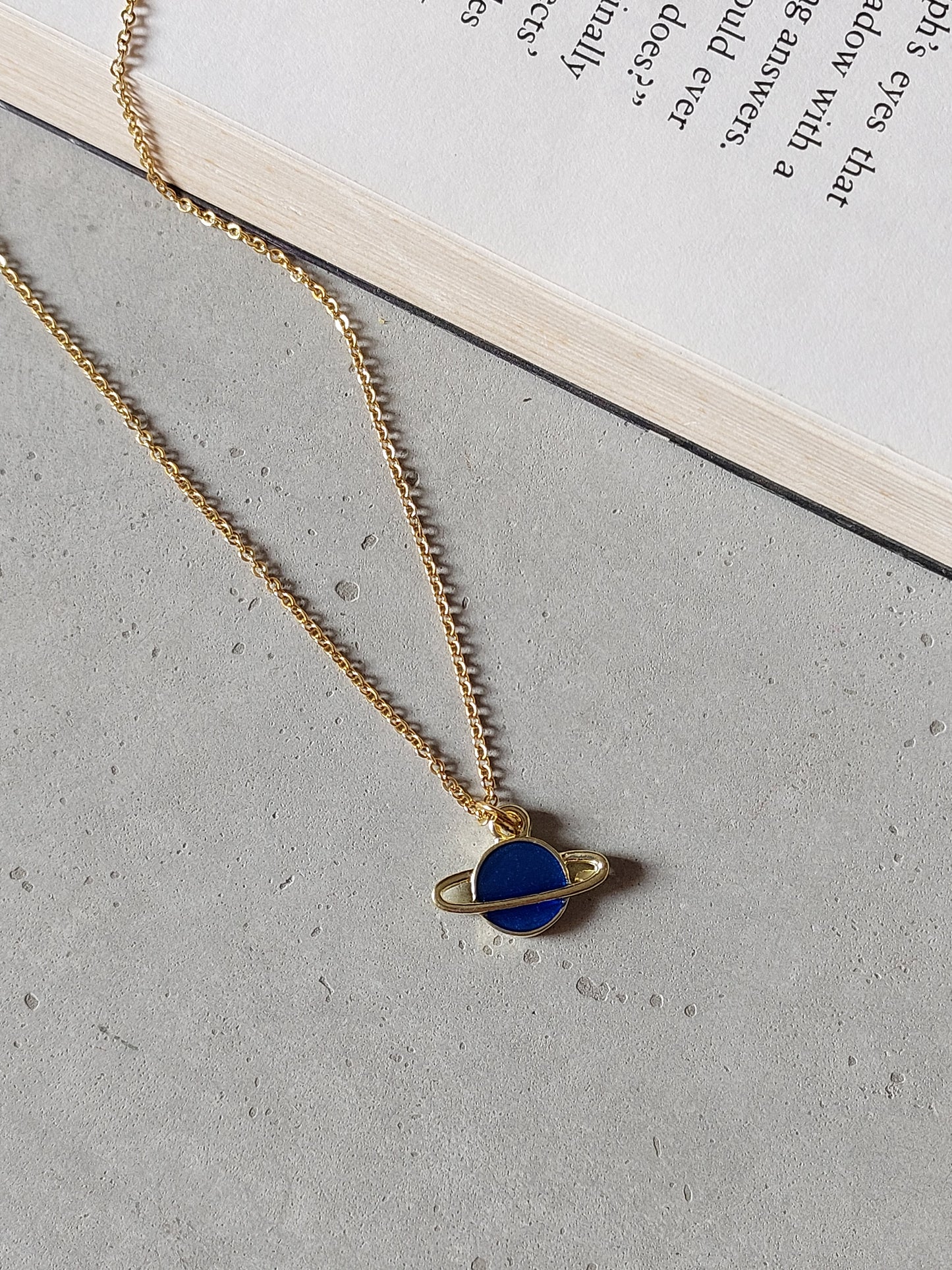 Minimal  Blue Saturn Necklace| Perfect for Daily wear