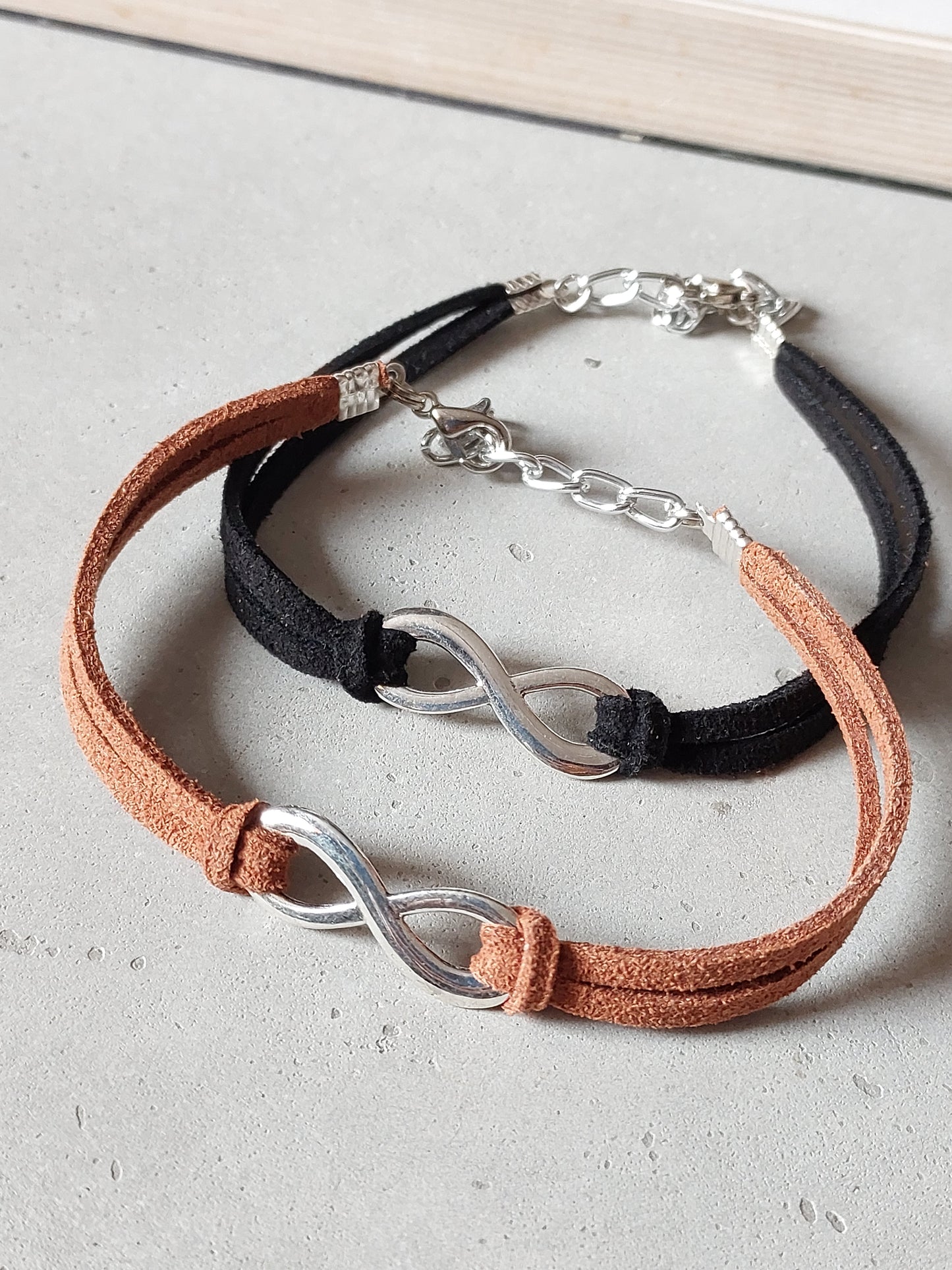 Black and Brown Silver infinity Bracelet