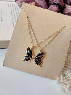 Black Butterfly Wings Friendship Necklace