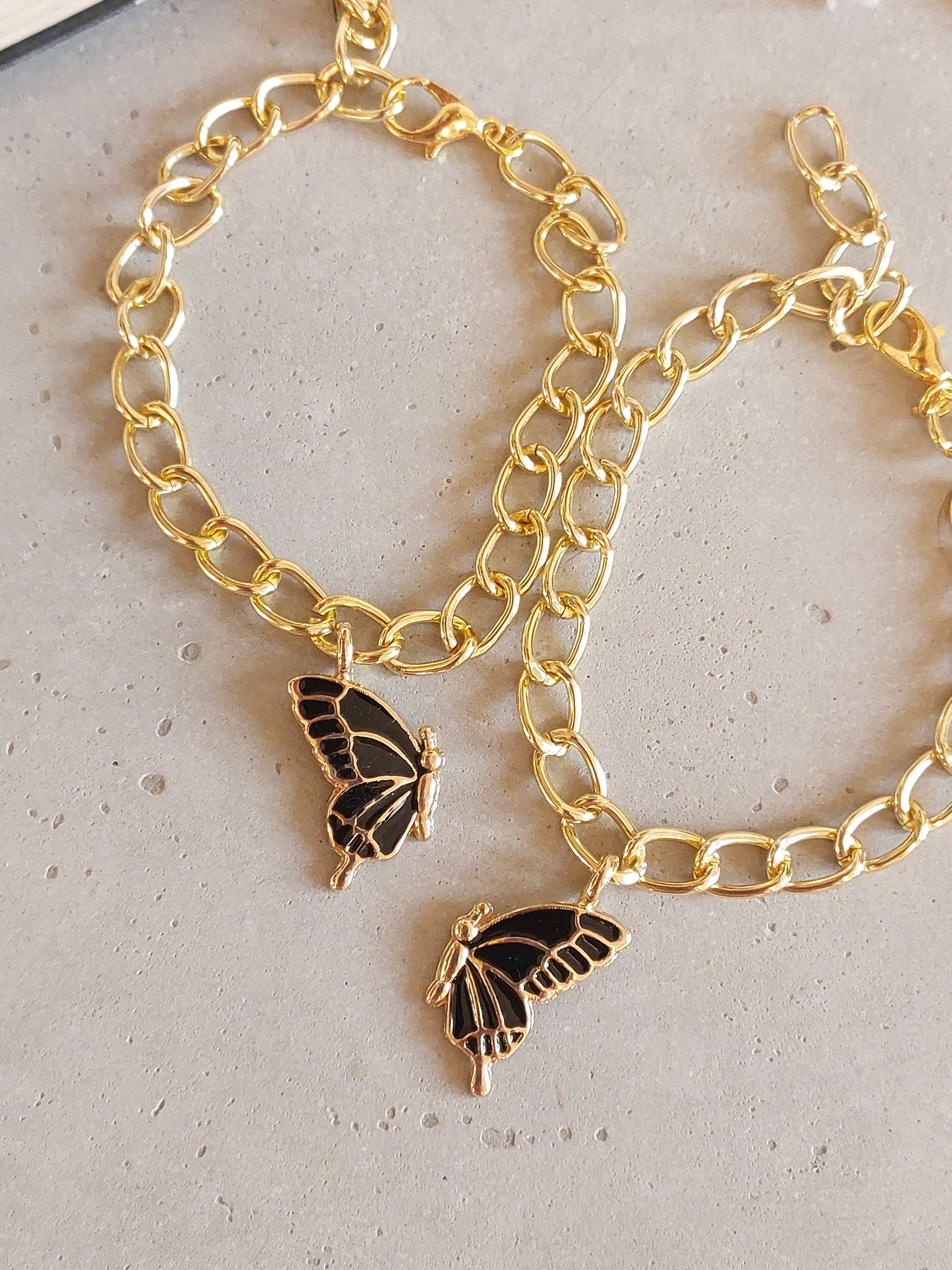 Minimal Black Wings Butterfly Bracelet