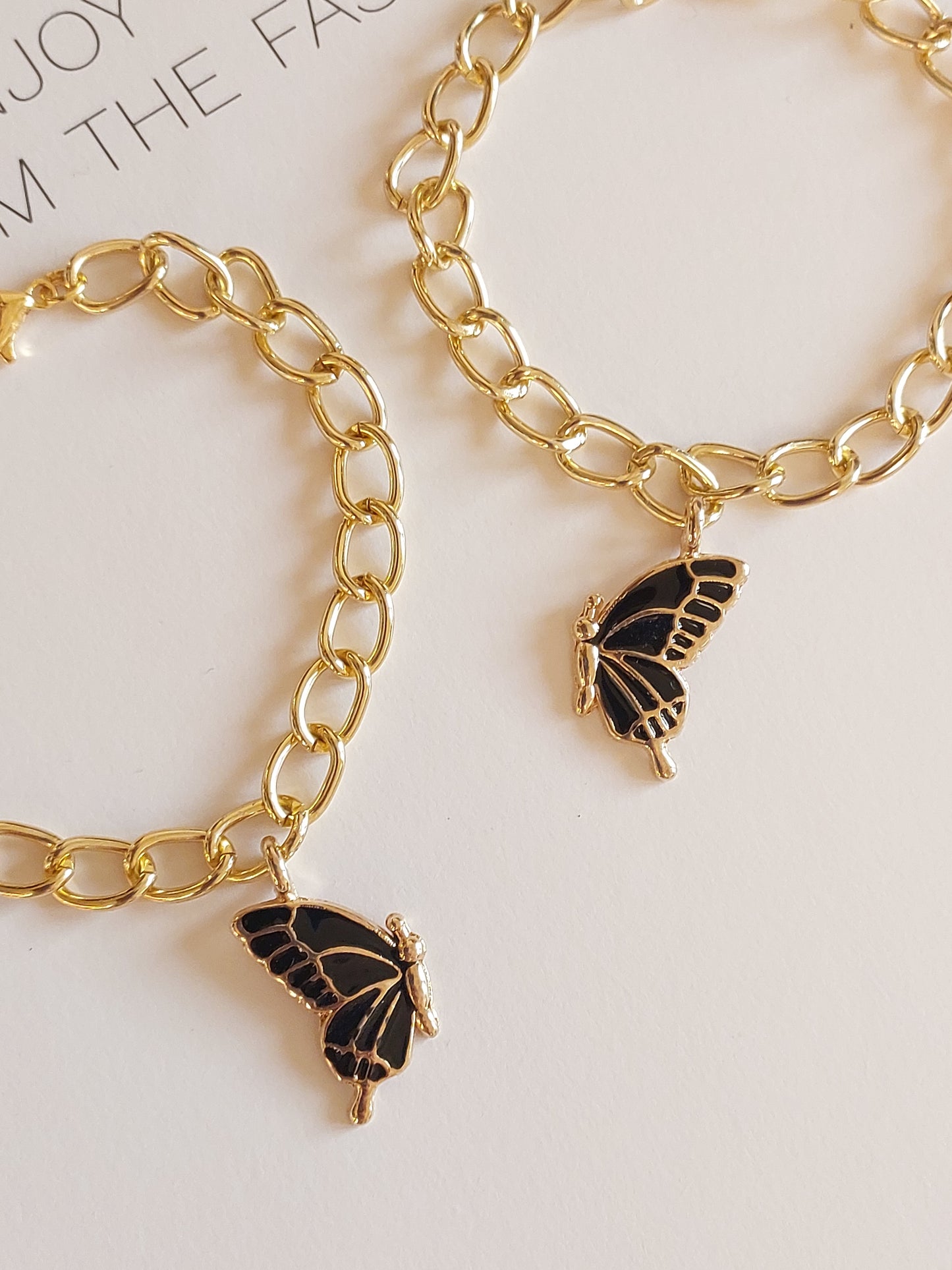 Minimal Black Wings Butterfly Bracelet