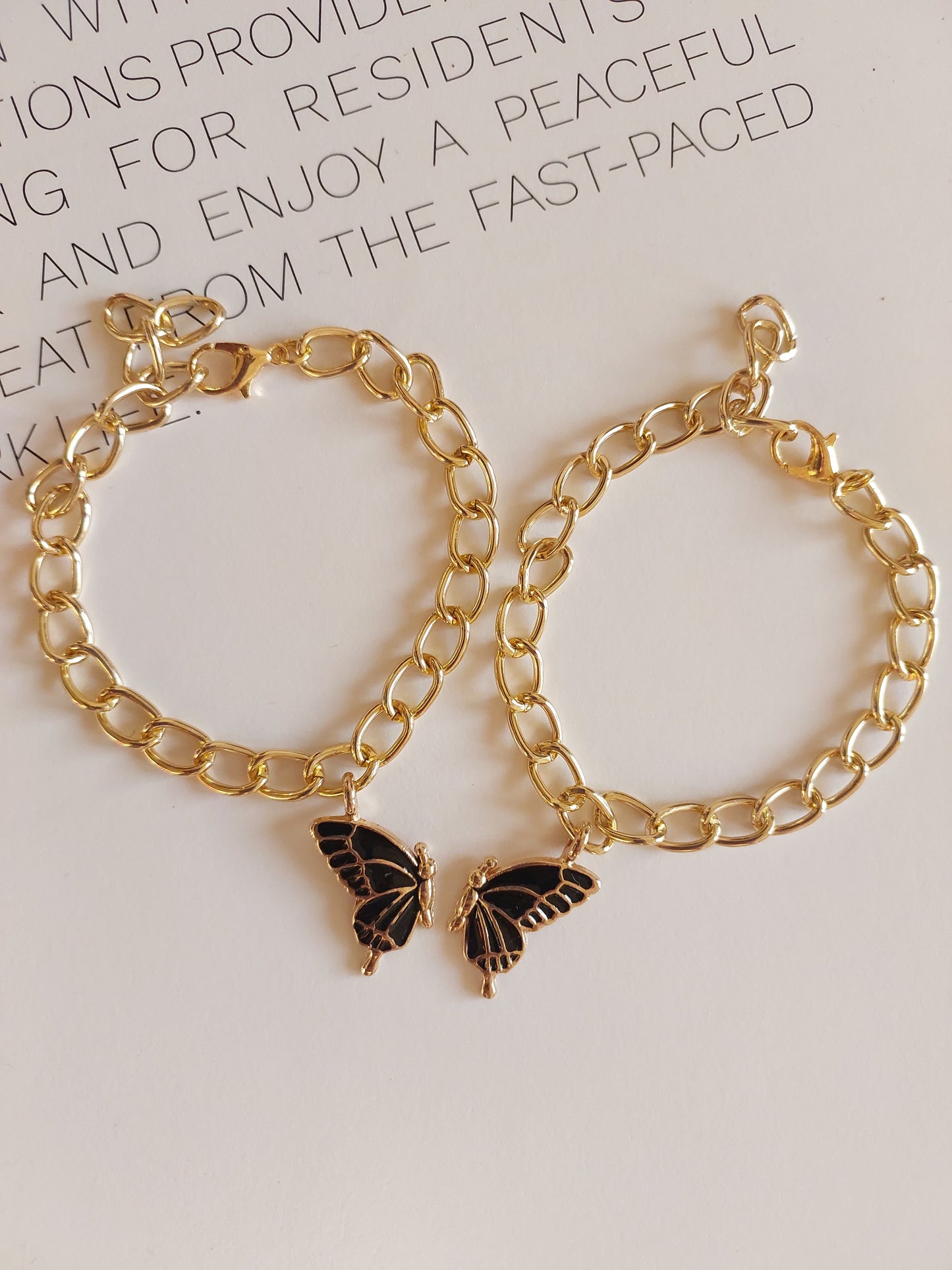 Minimal Black Wings Butterfly Bracelet