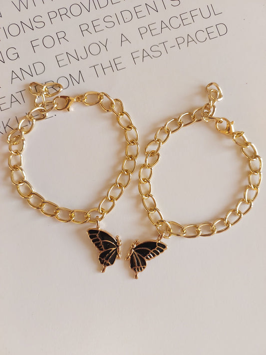 Minimal Black Wings Butterfly Bracelet