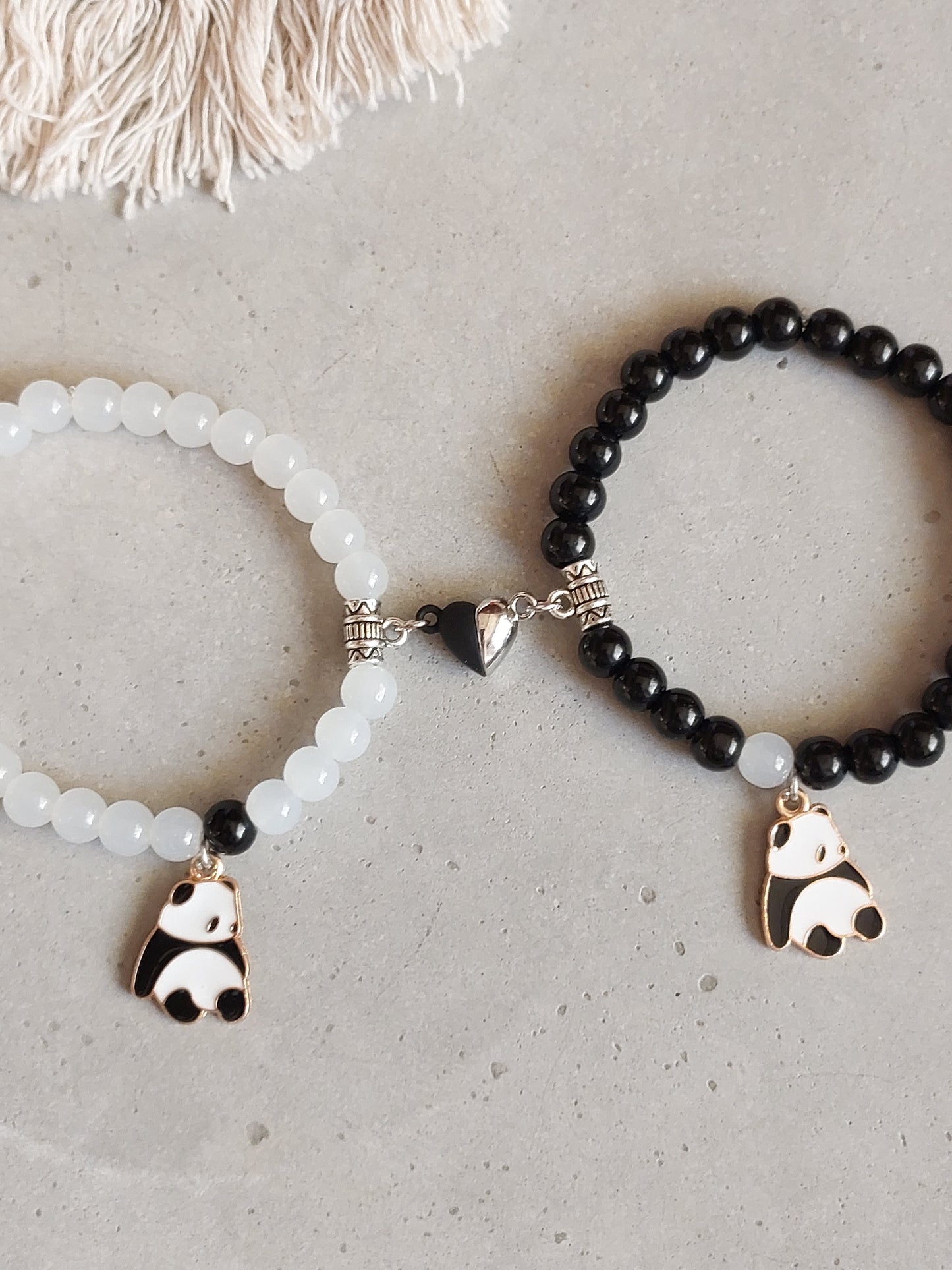 Adjustable Couple Glass Beads Bracelet  with  Panda  Charms