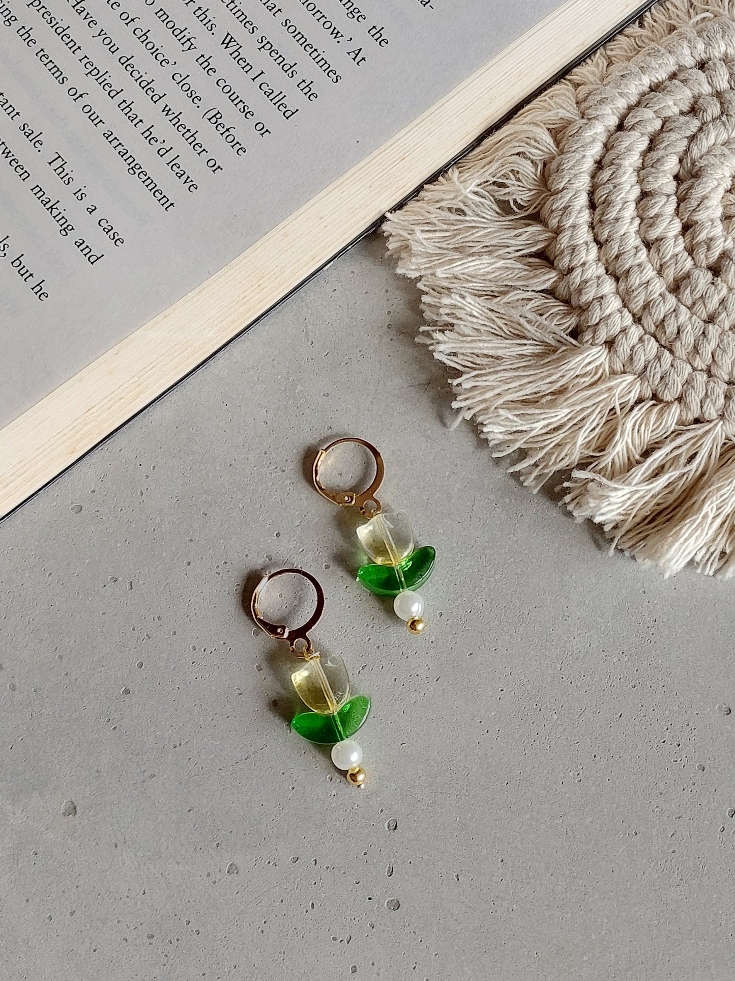 Korean gold Plated Yellow Tulip  Earrings