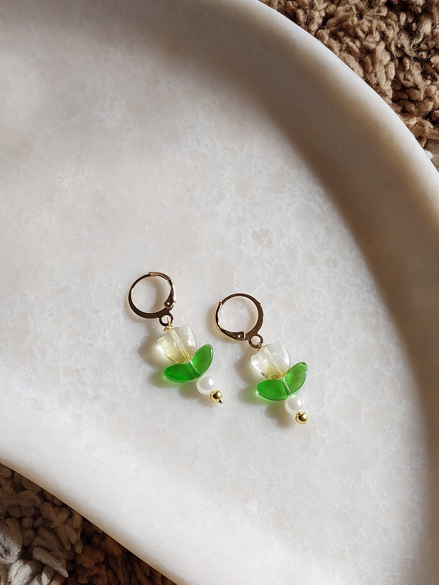 Korean gold Plated Yellow Tulip  Earrings