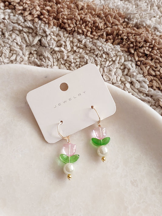 Korean gold Plated Purple Tulip  Earrings