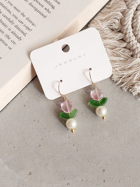 Korean gold Plated Purple Tulip  Earrings