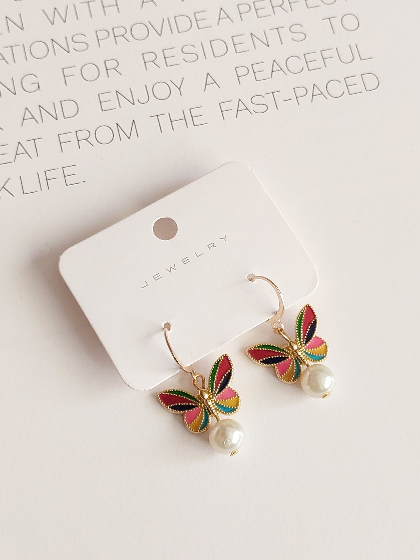 Korean gold Plated Rainbow Butterfly  Earrings