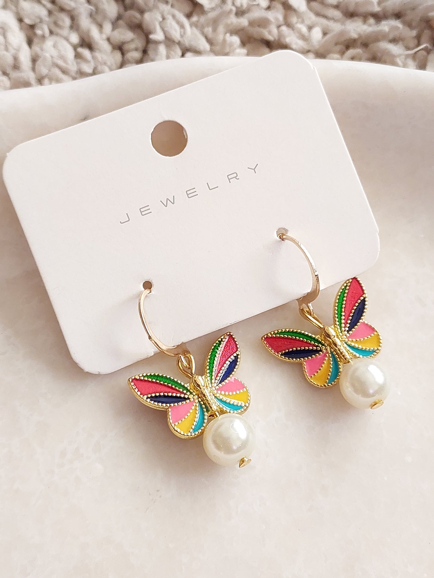 Korean gold Plated Rainbow Butterfly  Earrings