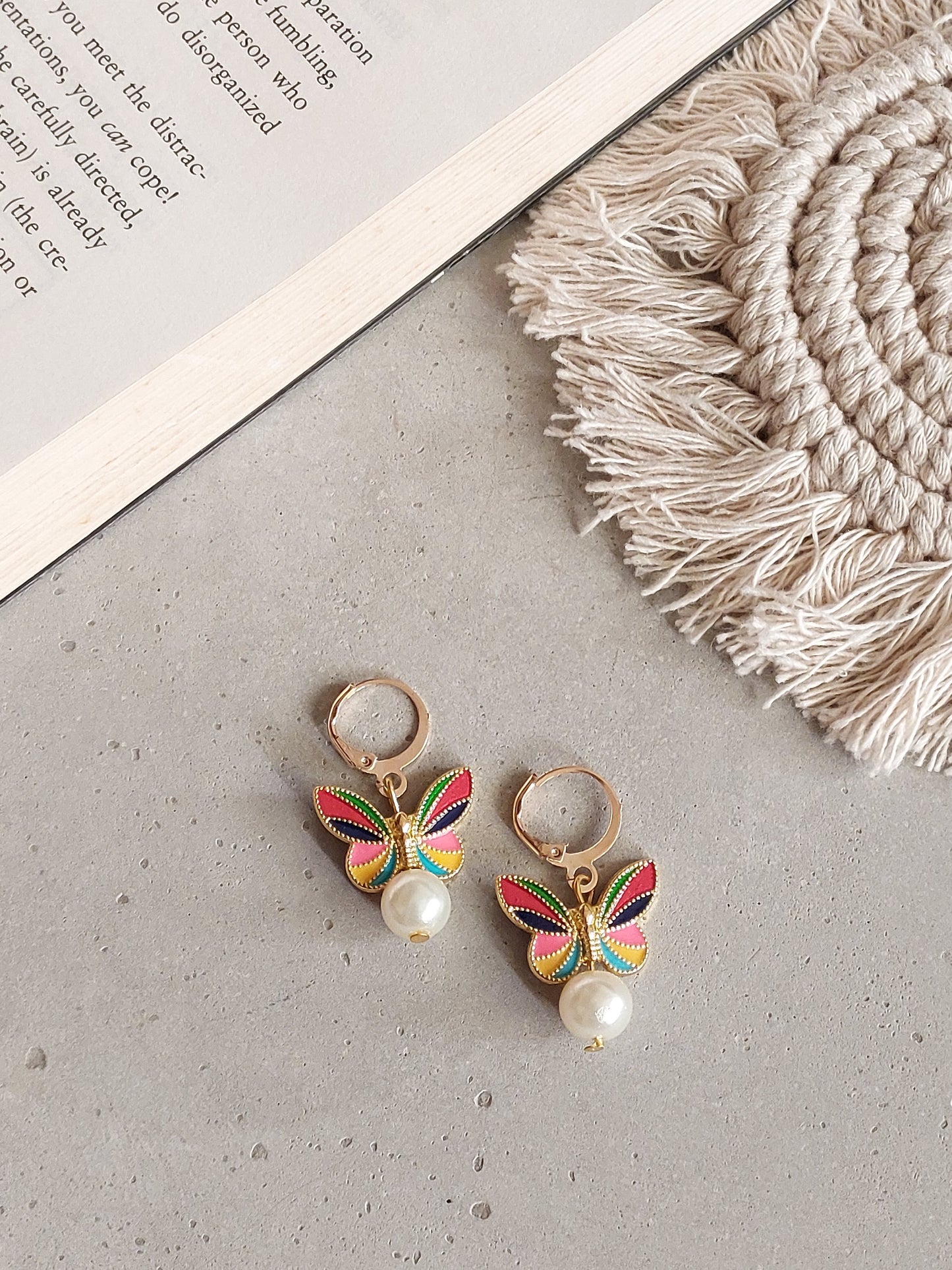 Korean gold Plated Rainbow Butterfly  Earrings