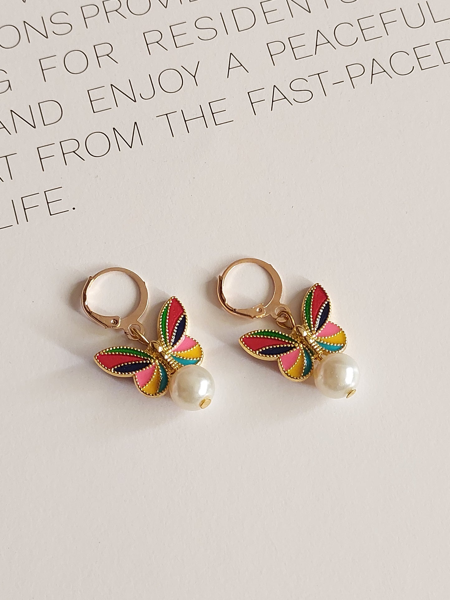 Korean gold Plated Rainbow Butterfly  Earrings