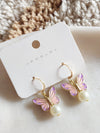 Korean gold Plated Purple Butterfly  Earrings