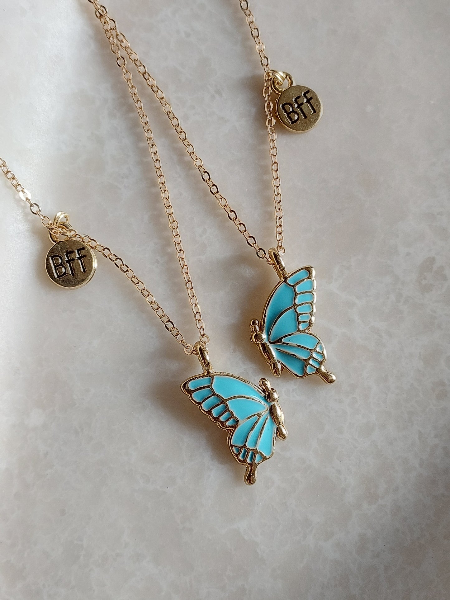 Sky Butterfly Wings Friendship Necklace With BFF charm