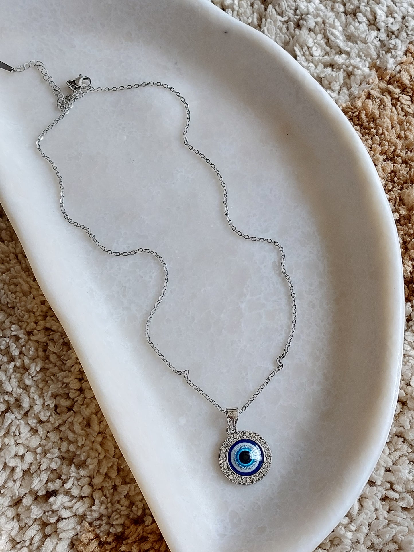 Minimal Silver Evil Eye Necklace| Perfect for Daily wear