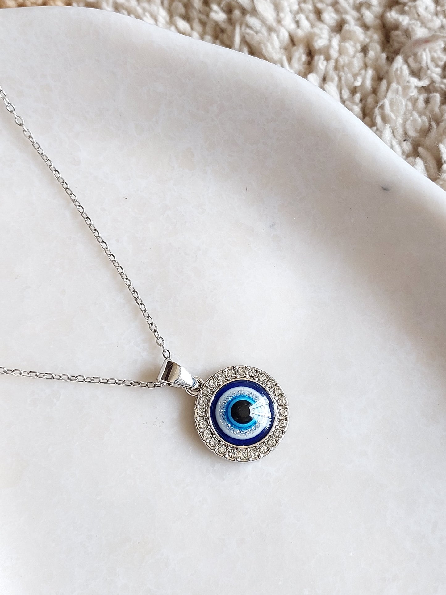 Minimal Silver Evil Eye Necklace| Perfect for Daily wear