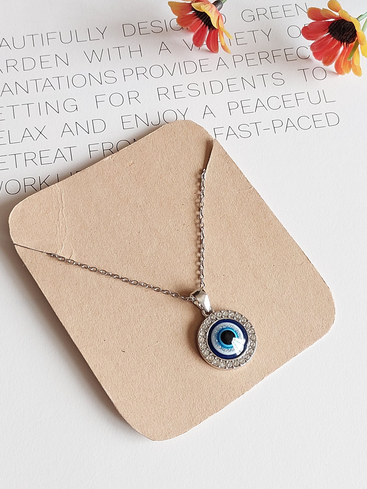 Minimal Silver Evil Eye Necklace| Perfect for Daily wear