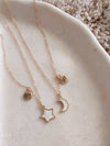 Gold Star moon Friendship Necklace With BFF charm