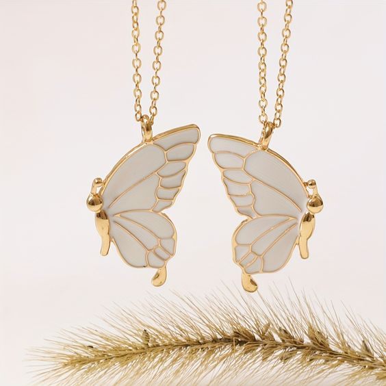 White Butterfly Wings Friendship Necklace