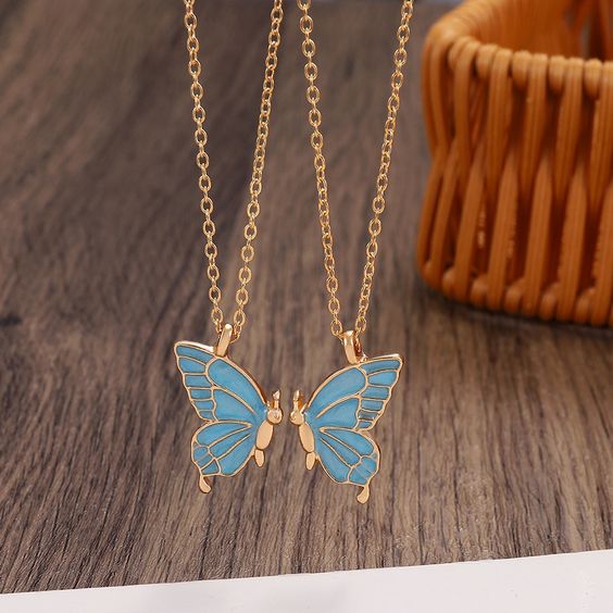 Sky Butterfly Wings Friendship Necklace