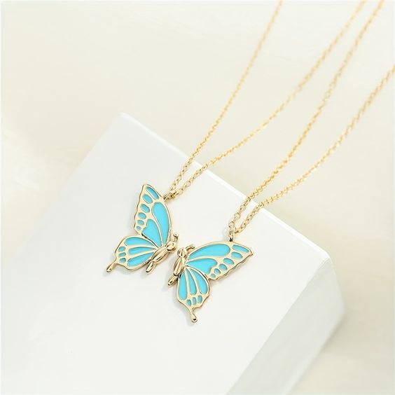 Sky Butterfly Wings Friendship Necklace