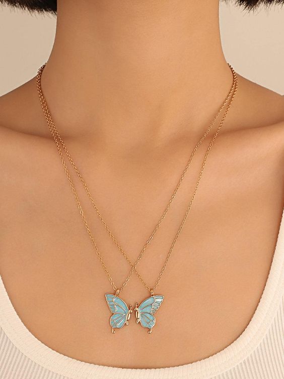 Sky Butterfly Wings Friendship Necklace