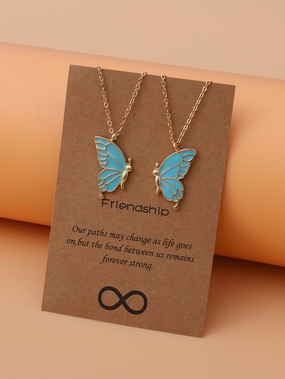 Sky Butterfly Wings Friendship Necklace