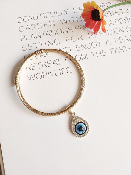 Gold platted Cuff Evil eye  Bracelet  |Perfect for daily Wear