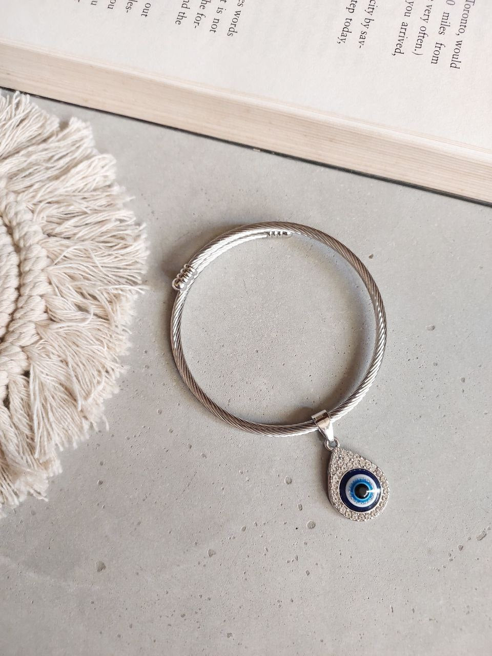 Silver platted Cuff Evil eye  Bracelet  |Perfect for daily Wear