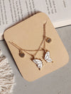 White  Butterfly Wings Friendship Necklace With BFF charm